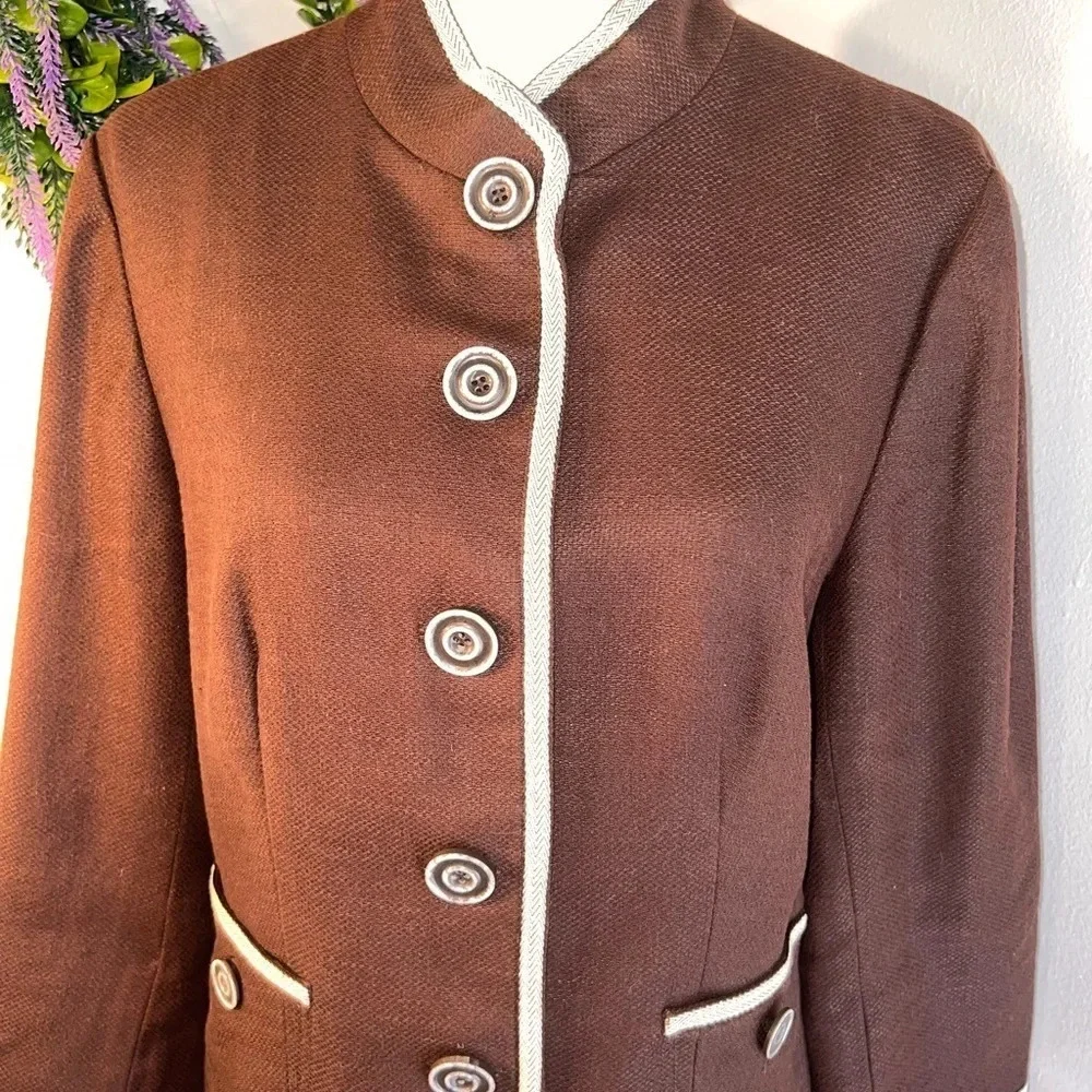 Peck&peck,14 oversized‎ button front pocketed,contrast stitching jacket/Blazer